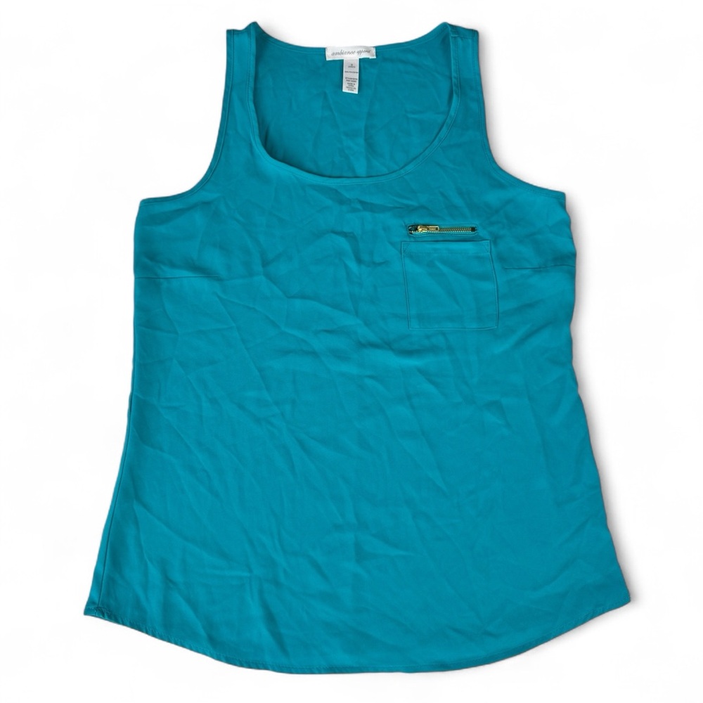 Ambiance Womens Size Small Tank‎ Top Blouse Lightweight Poly Top Blue
